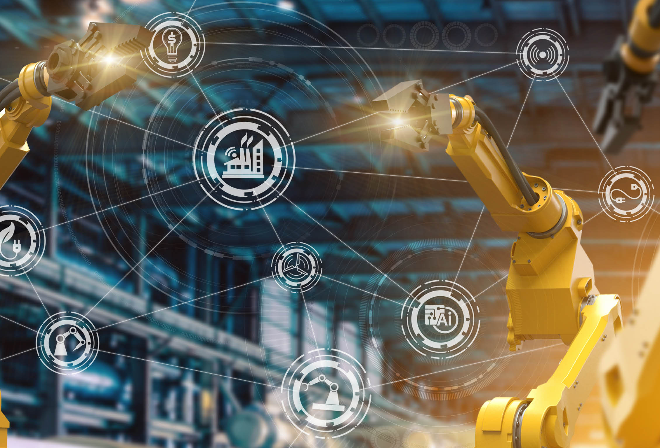 heavy automation robot arm machine in smart factory industrial,Industry 4 0 concept image 