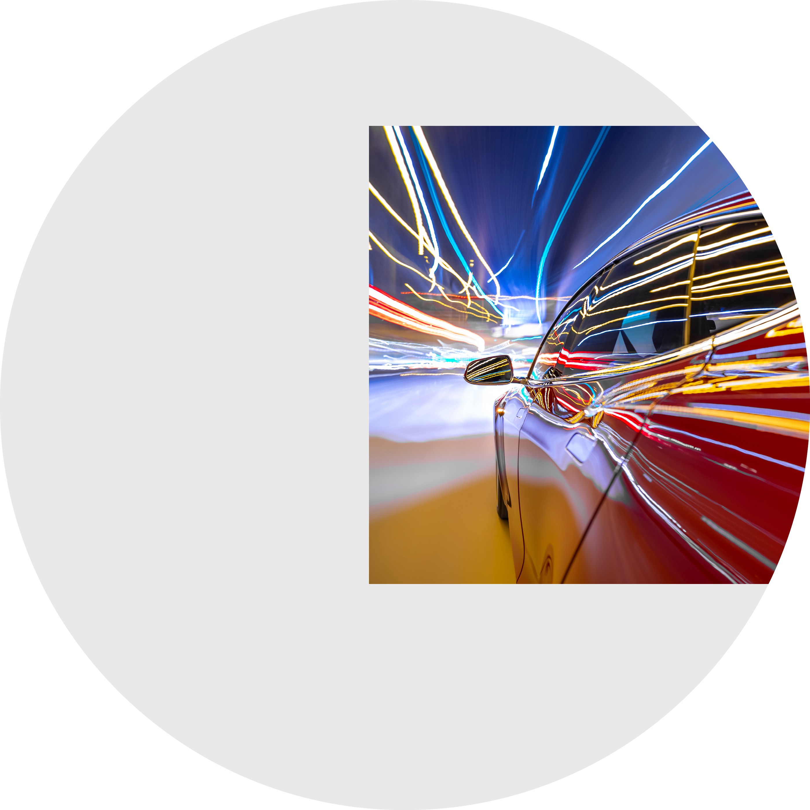 - long exposure photograph - camera mounted to the side of the car - car made in the USA -